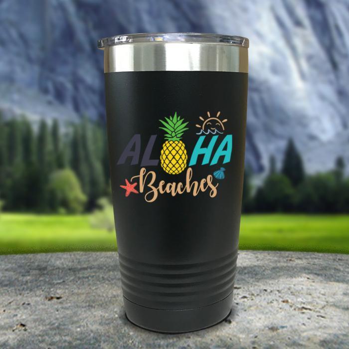 Aloha Beaches Color Printed Tumblers Tumbler Nocturnal Coatings 20oz Tumbler Black 