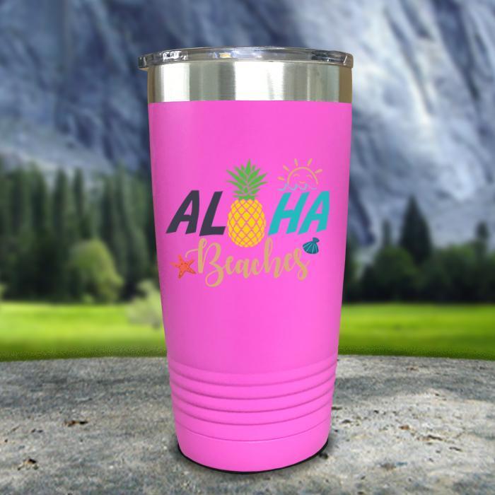 Aloha Beaches Color Printed Tumblers Tumbler Nocturnal Coatings 20oz Tumbler Pink 