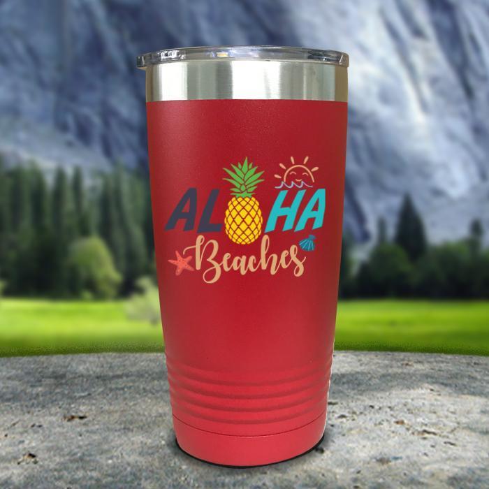 Aloha Beaches Color Printed Tumblers Tumbler Nocturnal Coatings 20oz Tumbler Red 