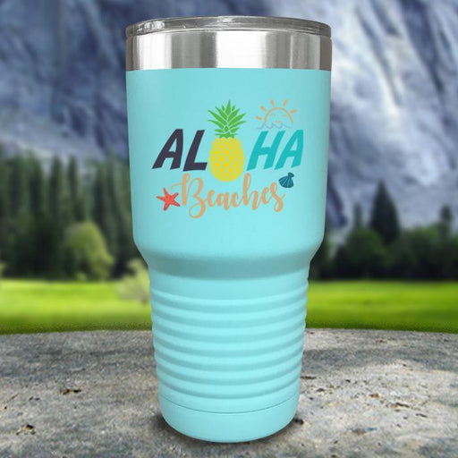 Aloha Beaches Color Printed Tumblers Tumbler Nocturnal Coatings 30oz Tumbler Mint 