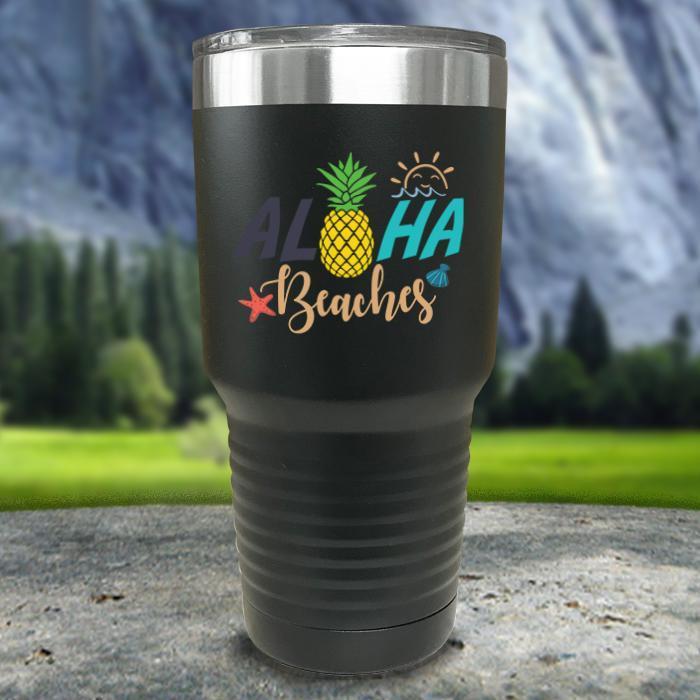 Aloha Beaches Color Printed Tumblers Tumbler Nocturnal Coatings 30oz Tumbler Black 