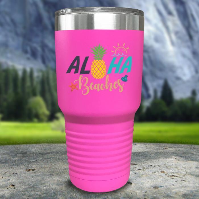 Aloha Beaches Color Printed Tumblers Tumbler Nocturnal Coatings 30oz Tumbler Pink 