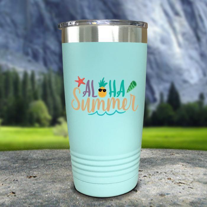 Aloha Summer Color Printed Tumblers Tumbler Nocturnal Coatings 20oz Tumbler Mint 