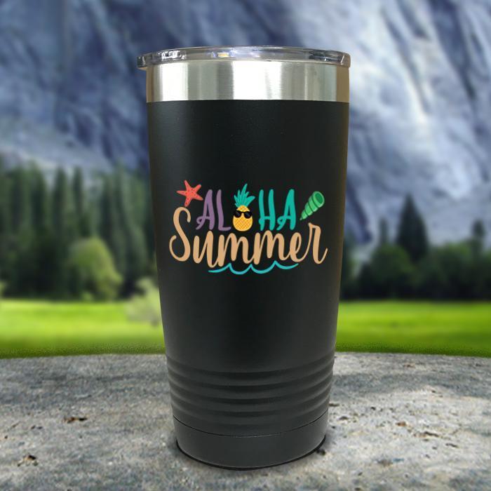 Aloha Summer Color Printed Tumblers Tumbler Nocturnal Coatings 20oz Tumbler Black 