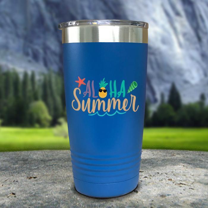 Aloha Summer Color Printed Tumblers Tumbler Nocturnal Coatings 20oz Tumbler Blue 