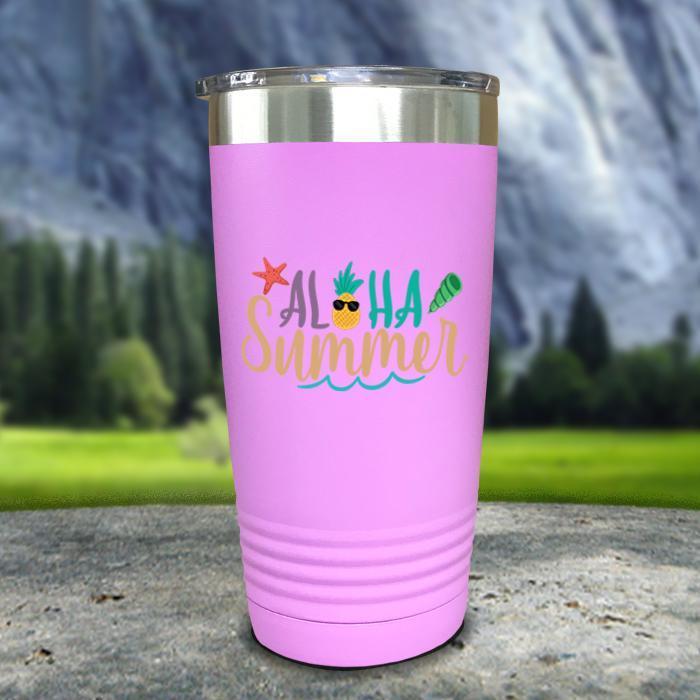 Aloha Summer Color Printed Tumblers Tumbler Nocturnal Coatings 20oz Tumbler Lavender 