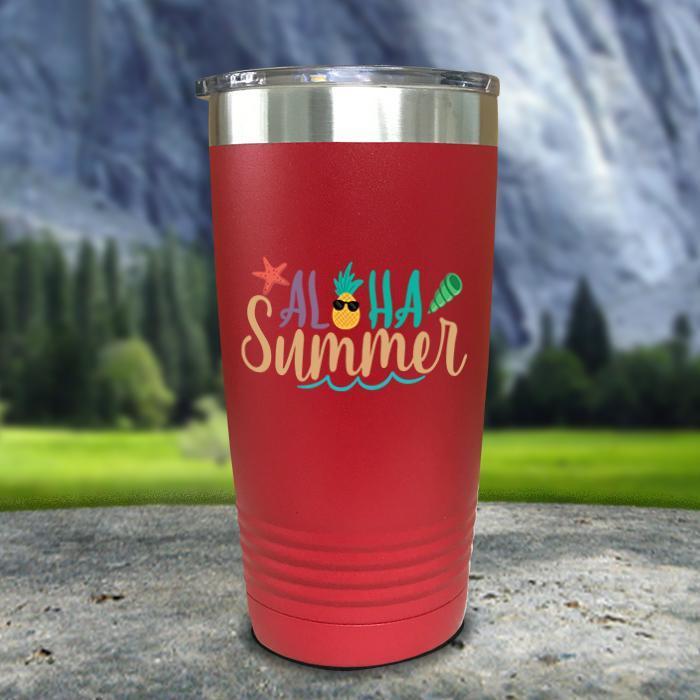 Aloha Summer Color Printed Tumblers Tumbler Nocturnal Coatings 20oz Tumbler Red 