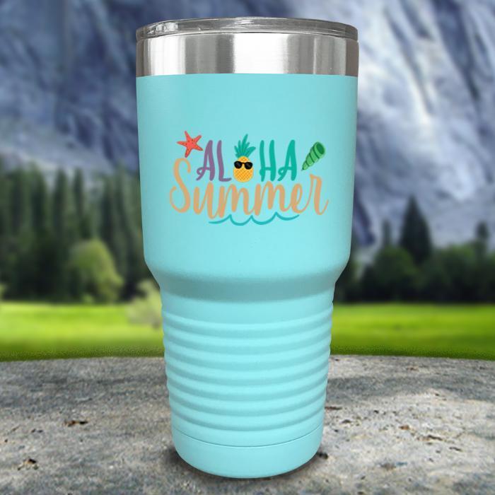 Aloha Summer Color Printed Tumblers Tumbler Nocturnal Coatings 30oz Tumbler Mint 