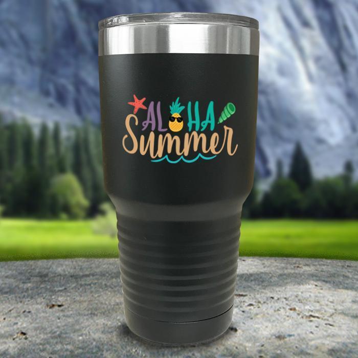 Aloha Summer Color Printed Tumblers Tumbler Nocturnal Coatings 30oz Tumbler Black 