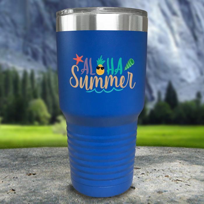 Aloha Summer Color Printed Tumblers Tumbler Nocturnal Coatings 30oz Tumbler Blue 