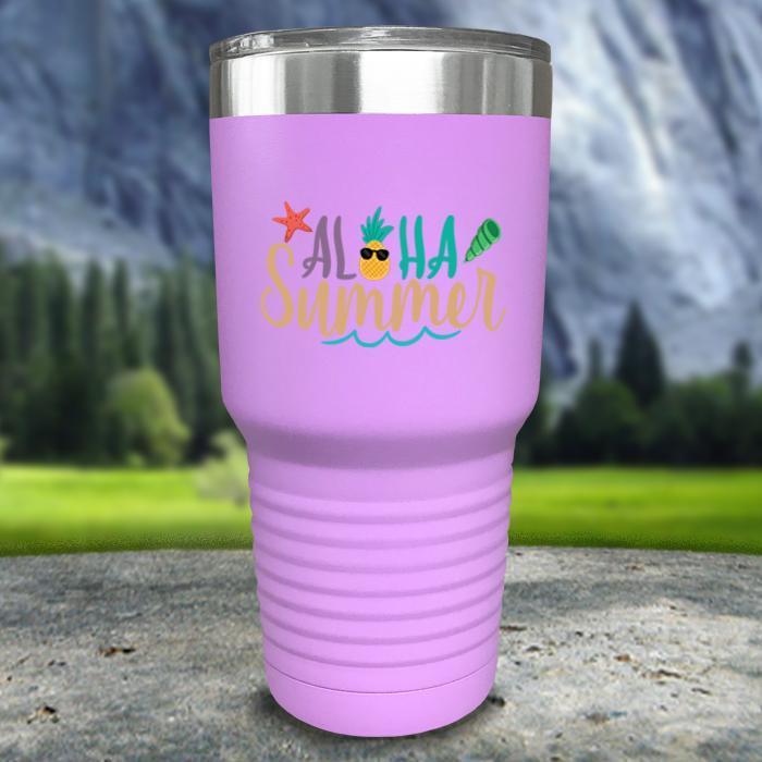 Aloha Summer Color Printed Tumblers Tumbler Nocturnal Coatings 30oz Tumbler Lavender 