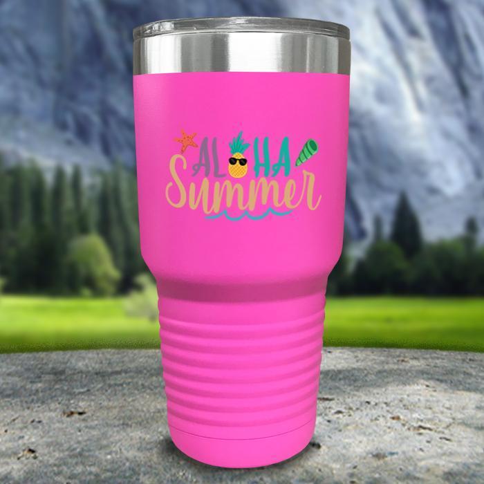 Aloha Summer Color Printed Tumblers Tumbler Nocturnal Coatings 30oz Tumbler Pink 