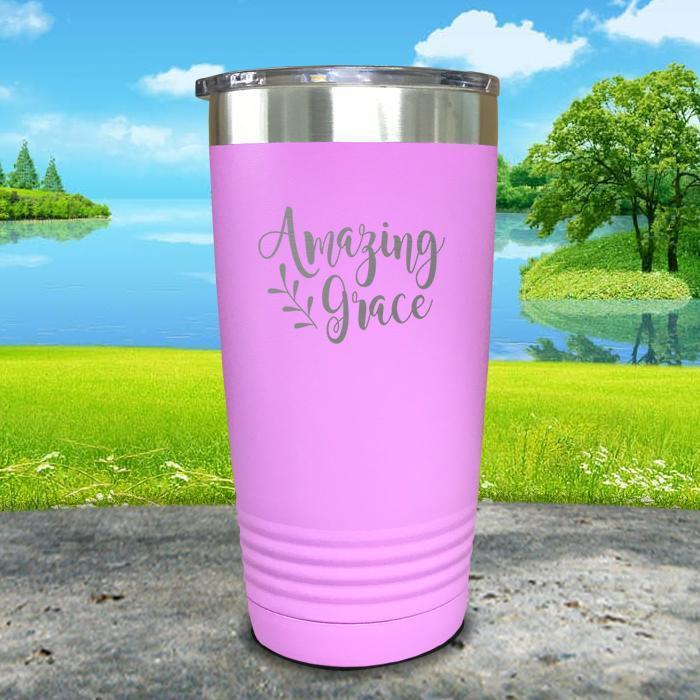 Amazing Grace Engraved Tumbler Tumbler ZLAZER 20oz Tumbler Lavender 