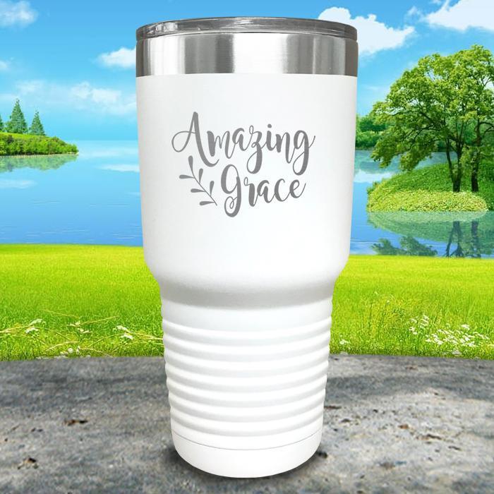 Amazing Grace Engraved Tumbler Tumbler ZLAZER 30oz Tumbler White 