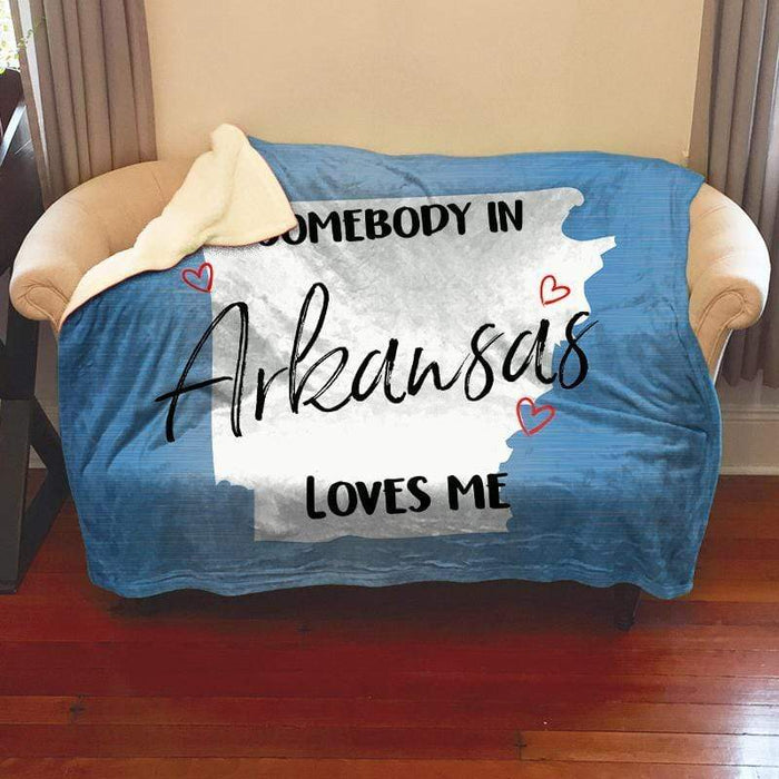 Somebody Loves Me (CUSTOM) Sherpa Blanket Blankets CustomCat Arkansas 