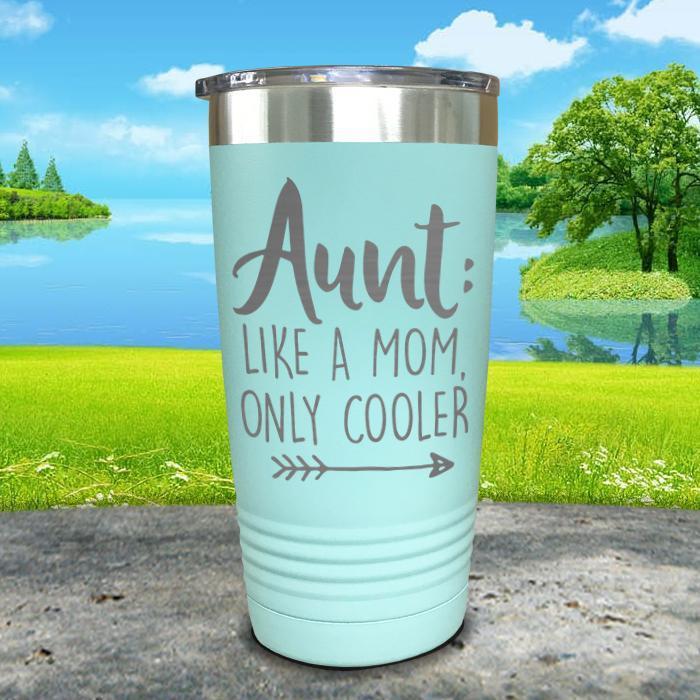 Aunt Like A Mom Only Cooler Engraved Tumbler Tumbler ZLAZER 20oz Tumbler Mint 