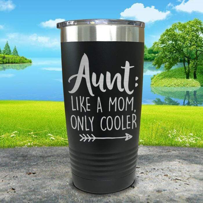 Aunt Like A Mom Only Cooler Engraved Tumbler Tumbler ZLAZER 20oz Tumbler Black 