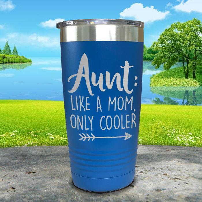 Aunt Like A Mom Only Cooler Engraved Tumbler Tumbler ZLAZER 20oz Tumbler Blue 