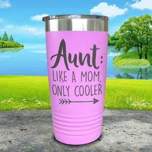 Aunt Like A Mom Only Cooler Engraved Tumbler Tumbler ZLAZER 20oz Tumbler Lavender 