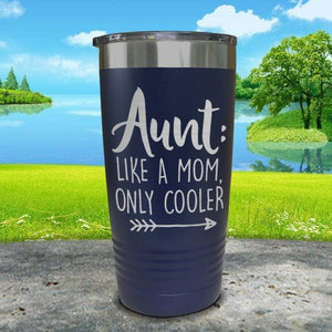 Aunt Like A Mom Only Cooler Engraved Tumbler Tumbler ZLAZER 20oz Tumbler Navy 