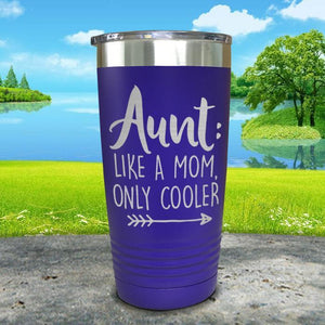 Aunt Like A Mom Only Cooler Engraved Tumbler Tumbler ZLAZER 20oz Tumbler Royal Purple 