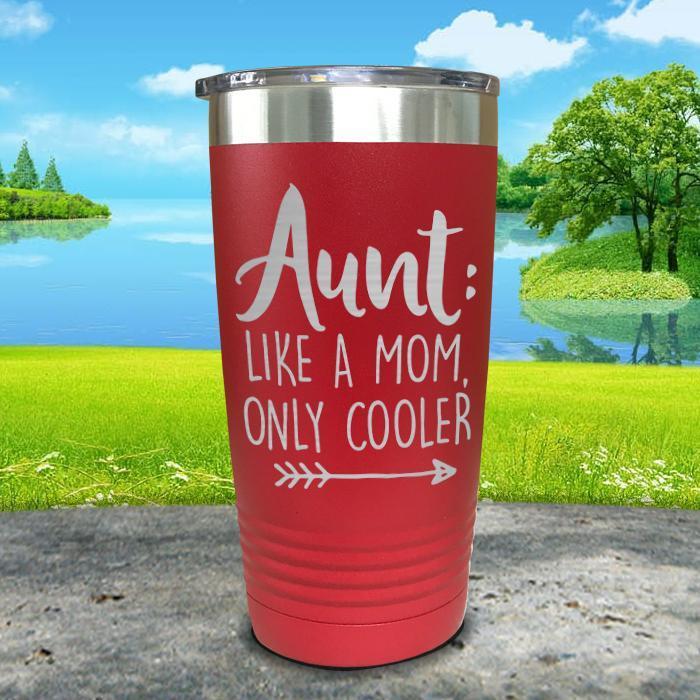 Aunt Like A Mom Only Cooler Engraved Tumbler Tumbler ZLAZER 20oz Tumbler Red 