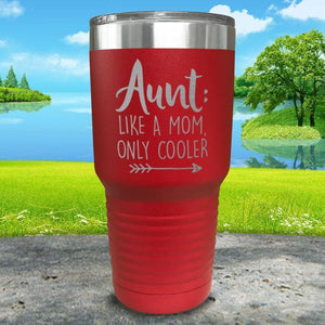 Aunt Like A Mom Only Cooler Engraved Tumbler Tumbler ZLAZER 30oz Tumbler Red 