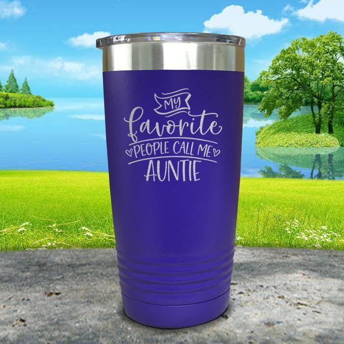 My Favorite People Call Me Auntie Engraved Tumbler Tumbler ZLAZER 20oz Tumbler Royal Purple 