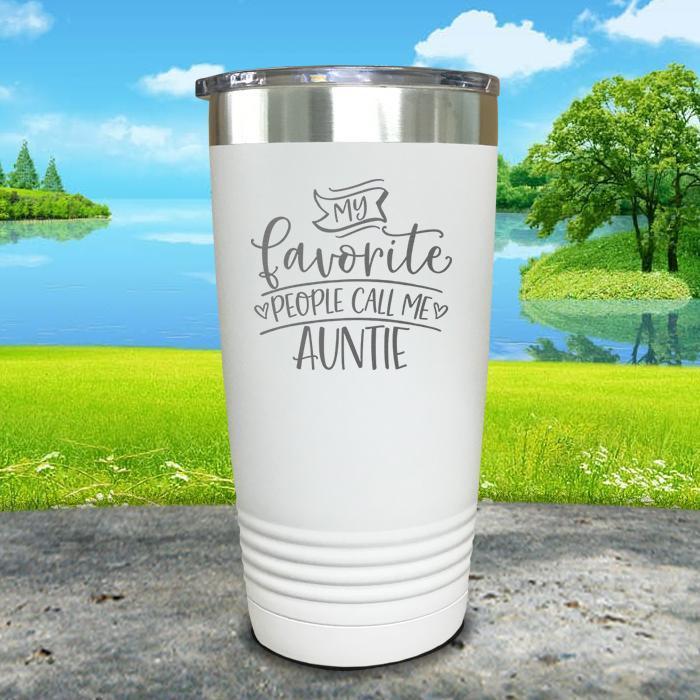 My Favorite People Call Me Auntie Engraved Tumbler Tumbler ZLAZER 20oz Tumbler White 