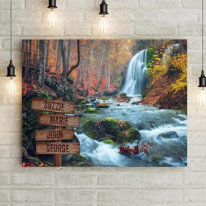 Autumn Waterfall Personalized Premium Canvas