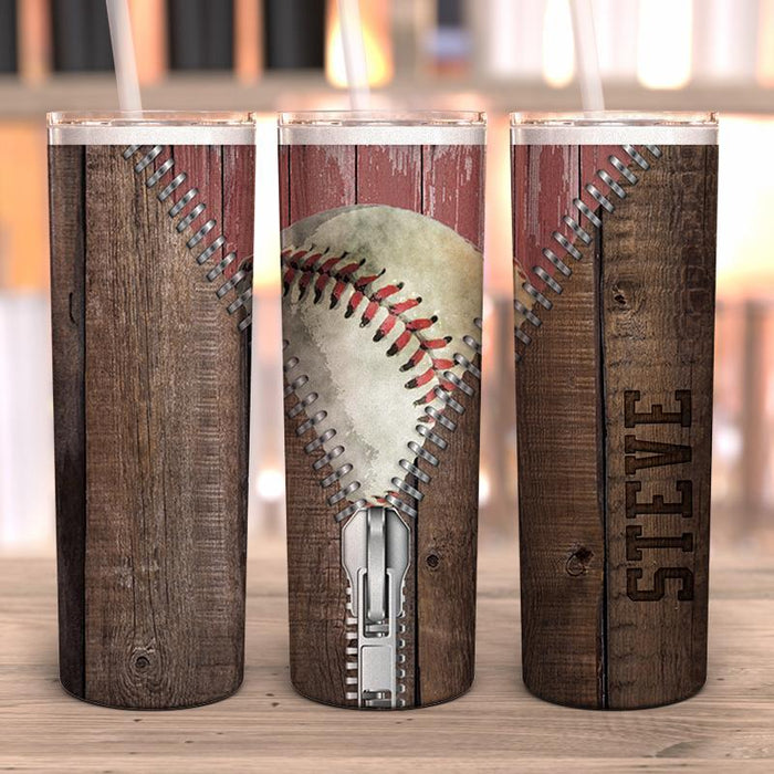 Baseball Zipper Personalized Full Wrap Tumbler