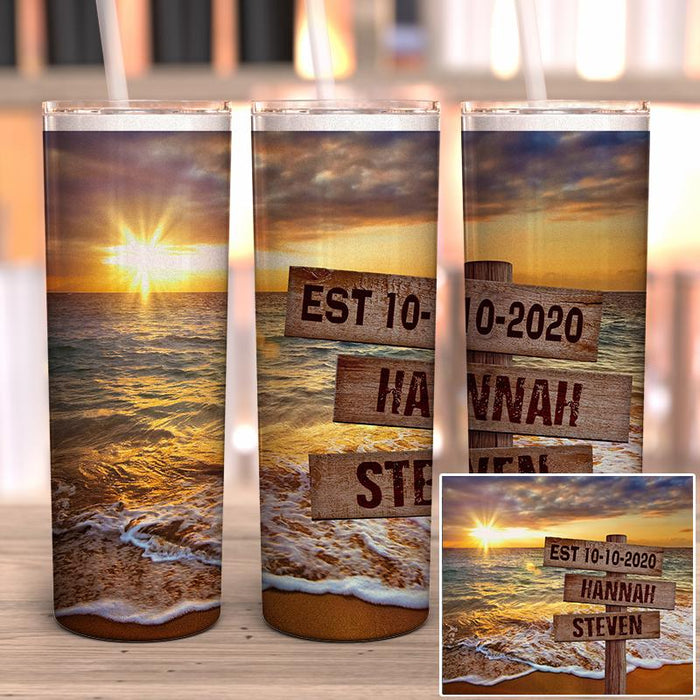 Sunset Beach Personalized Full Wrap Tumbler