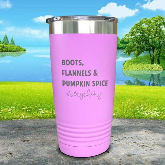 Boots Flannels and Pumpkin Spice Engraved Tumbler Tumbler ZLAZER 20oz Tumbler Lavender 