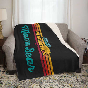 Retro Sunset Mama Bear Personalized Blanket with Cubs