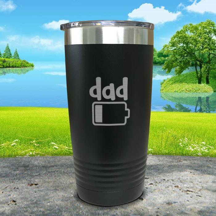 Dad Battery Engraved Tumbler Tumbler ZLAZER 20oz Tumbler Black 