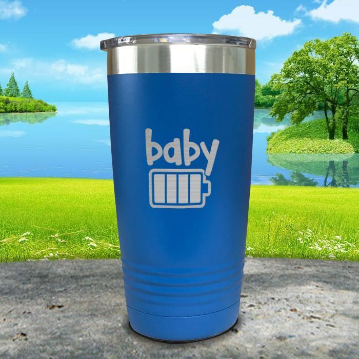 Baby Battery Engraved Tumbler Tumbler ZLAZER 20oz Tumbler Blue 