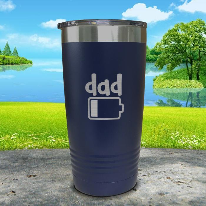 Dad Battery Engraved Tumbler Tumbler ZLAZER 20oz Tumbler Navy 