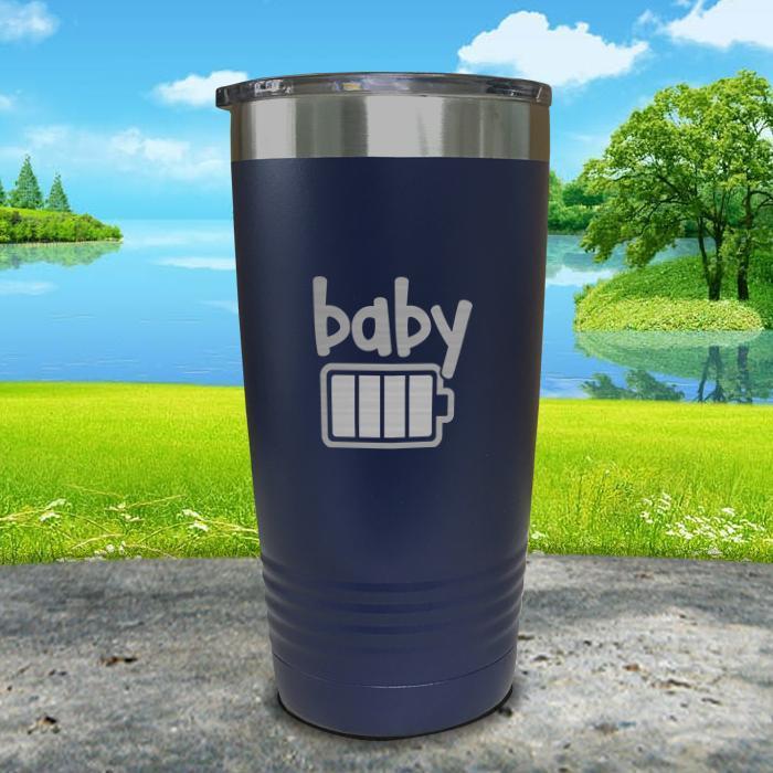 Baby Battery Engraved Tumbler Tumbler ZLAZER 20oz Tumbler Navy 