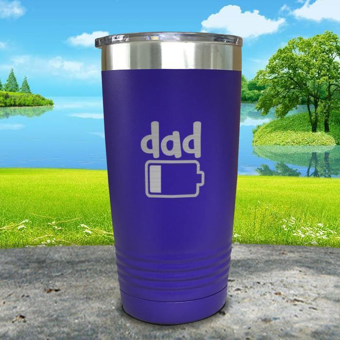 Dad Battery Engraved Tumbler Tumbler ZLAZER 20oz Tumbler Royal Purple 