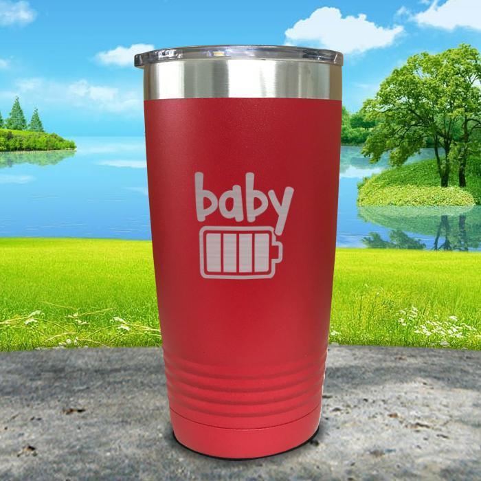 Baby Battery Engraved Tumbler Tumbler ZLAZER 20oz Tumbler Red 