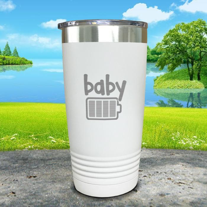 Baby Battery Engraved Tumbler Tumbler ZLAZER 20oz Tumbler White 