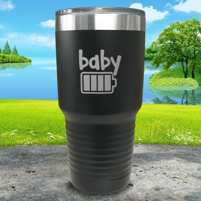 Baby Battery Engraved Tumbler Tumbler ZLAZER 30oz Tumbler Black 