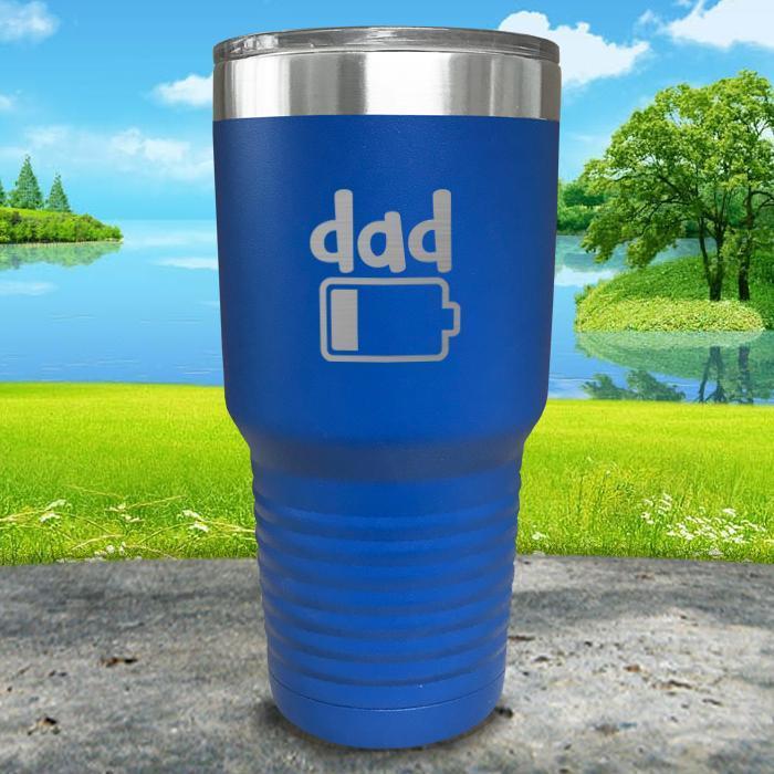 Dad Battery Engraved Tumbler Tumbler ZLAZER 30oz Tumbler Blue 