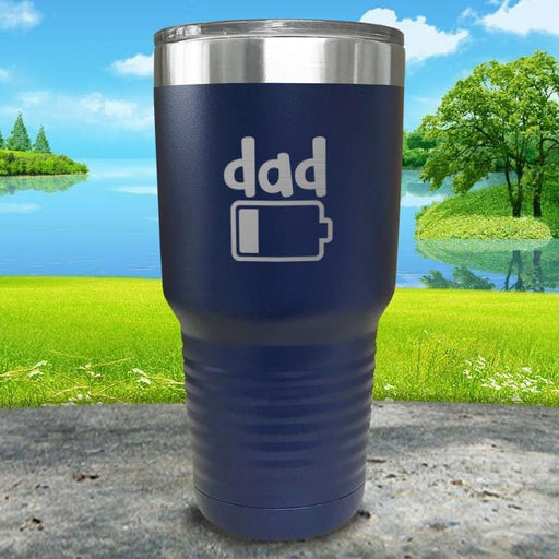 Dad Battery Engraved Tumbler Tumbler ZLAZER 30oz Tumbler Navy 