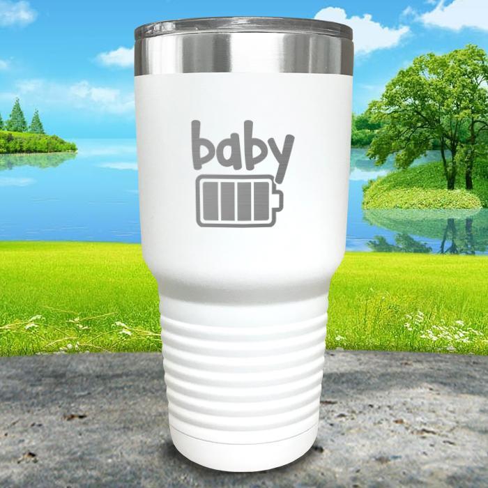 Baby Battery Engraved Tumbler Tumbler ZLAZER 30oz Tumbler White 