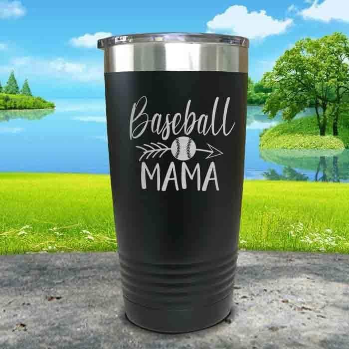 Baseball Mama Engraved Tumbler Tumbler ZLAZER 20oz Tumbler Black 