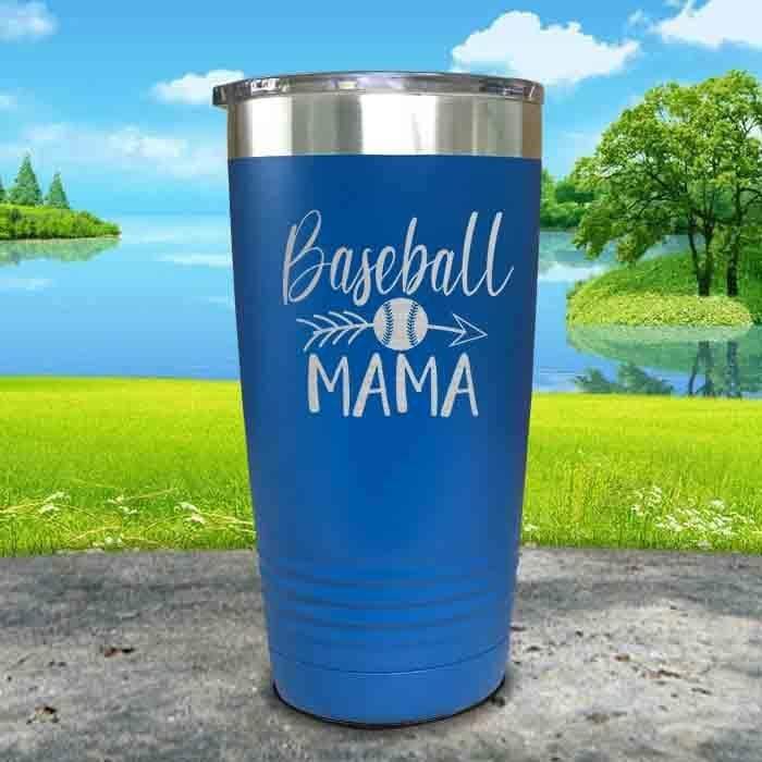 Baseball Mama Engraved Tumbler Tumbler ZLAZER 20oz Tumbler Blue 