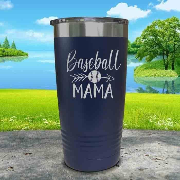 Baseball Mama Engraved Tumbler Tumbler ZLAZER 20oz Tumbler Navy 