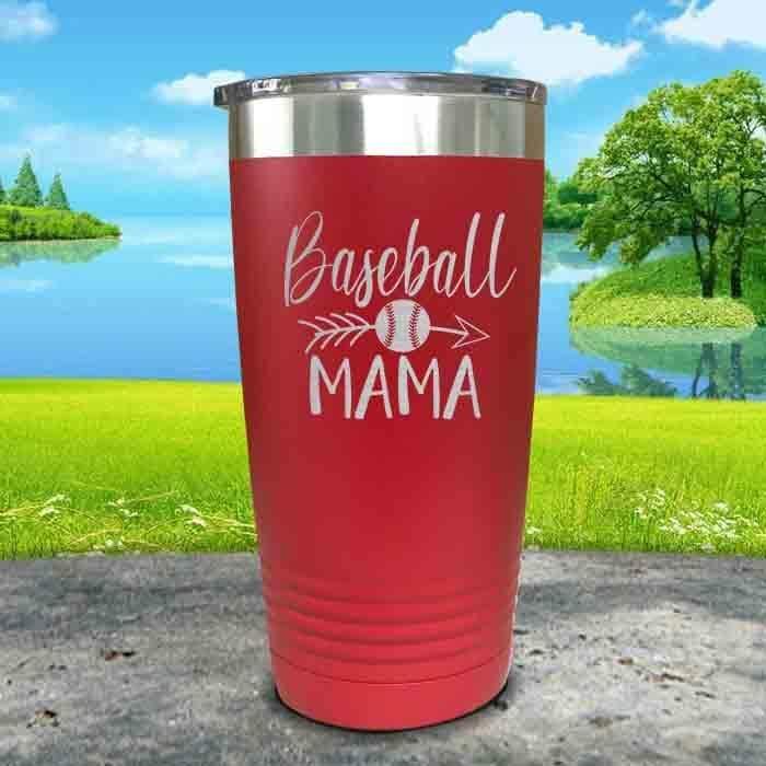 Baseball Mama Engraved Tumbler Tumbler ZLAZER 20oz Tumbler Red 