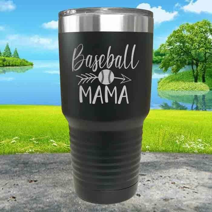 Baseball Mama Engraved Tumbler Tumbler ZLAZER 30oz Tumbler Black 